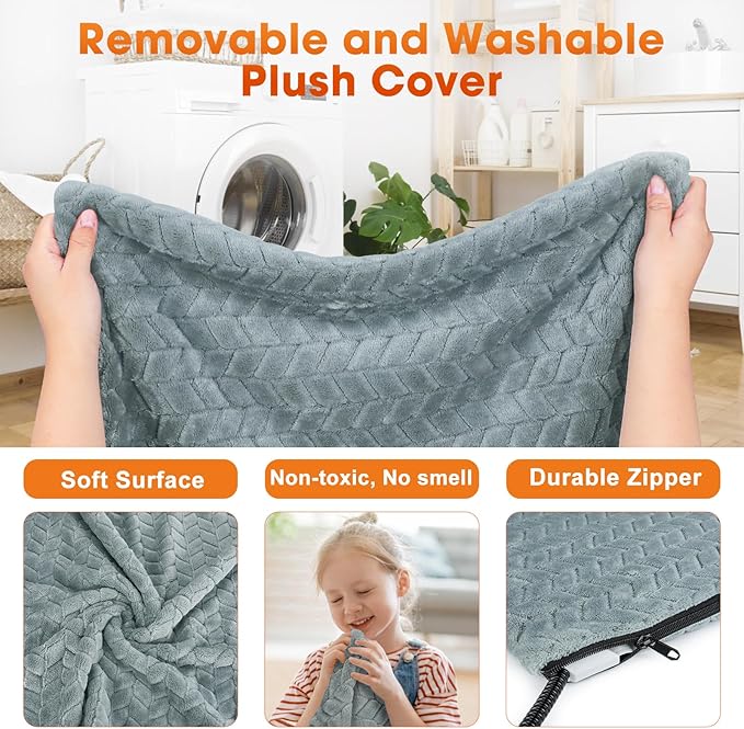 GASUR Pet Heating Pad for Dogs, Waterproof Cat Heating Pad with Timer Temperature Adjustable, Indoor Heated Electric Pet Bed for Cats Dogs, Anti-bite Pet Heated Pad, 35''x24'', Large