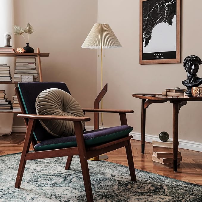 Wood Floor Lamp,Mid Century Modern Floor Lamp,Floor Lamps for Living Room, Height Adjustable Study Room,Bedroom,Office Gold Tall Standing Lamp