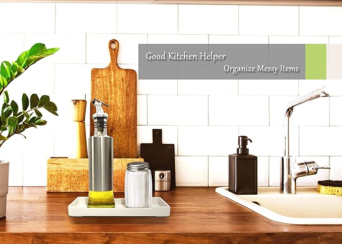 3 Packs White Mini Trays (8 inch x 4 inch) for Serving Accessory, Spa, Coffee, Drinks, Wine, Tea, Bar, Party, Towel, Seasoning, Perfume or Display Use.