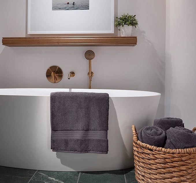 Fabdreams 100% Organic Cotton Bath Towel Set of 6 700 GSM Hotel Premium Plush Absorbent Soft Durable SkinFriendly Spa Quality Bathroom Comfort with 2 Bath 2 Hand Towel and 2 Wash Cloths Charcoal Black