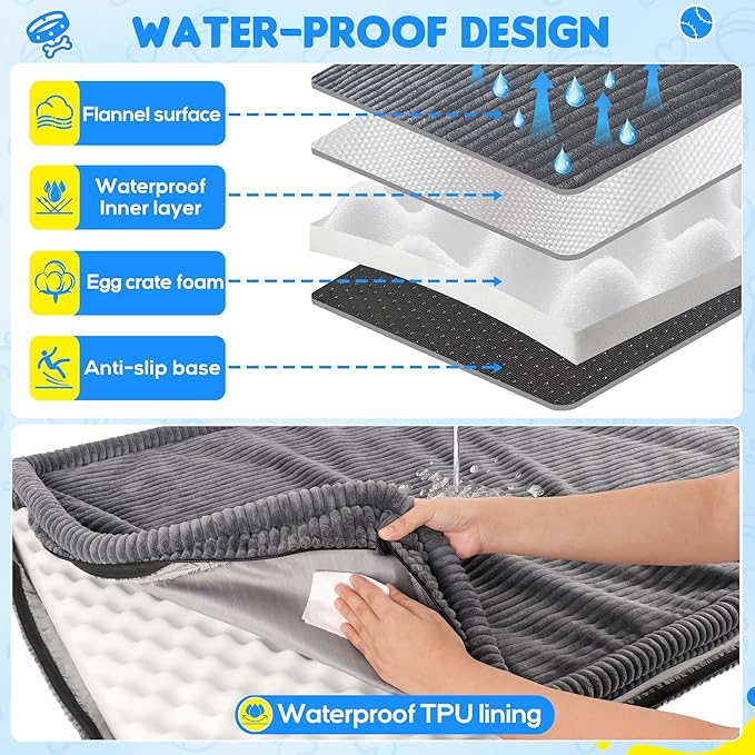 Dog Car Bed, Non-Slip Backseat Extender Pet Mat, Removable Washable Dog Bed for SUVs, Sedans & Trucks, Anti-Slip Travel Mat for Dogs, Easy Clean & Scratch-Proof & Comfort Dark GrayïŒ56"x28.7"
