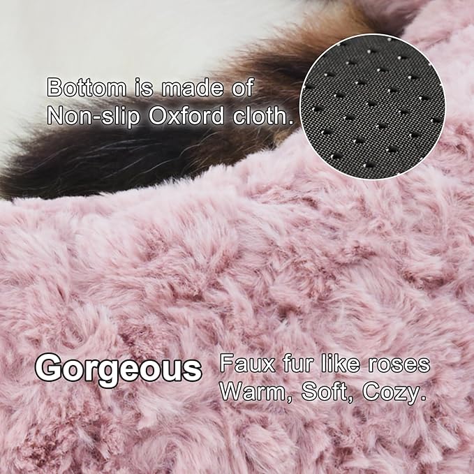 Jiupety Paw Shape Calming Pet Bed, Plush Faux Fur Donut Bed for Dogs & Cats, Machine Washable, Non-Slip Bottom, Medium (22"×22"×6"), Purple