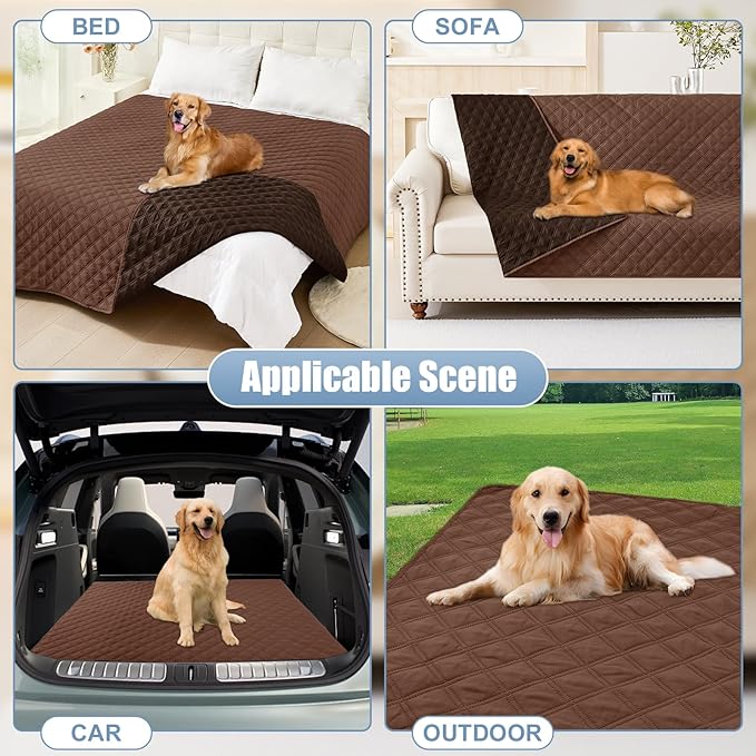 Smiry Waterproof Dog Blanket, Reversible Dog Bed Cover Pet Blanket, Soft Pet Couch Covers for Sofa Washable, Bed Couch Sofa Furniture Protector for Puppy Cat Kids (52"x82", Brown/Chocolate)