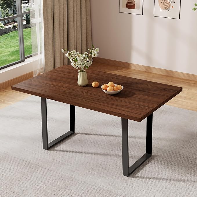 ZckyCine Walnut Color Expandable Dining Table, 51-67 Inches Adjustable Length, Modern Simple Design, Perfect for Family & Office, Seats 6+