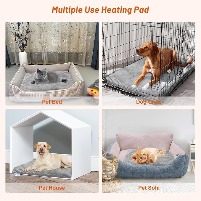 ENJOY PET Heated Cat Bed, Indoor Pet Heating Pad with 9 Heat Settings and Timer, Electric Dog Heater Mat for Dogs with Chew Resistant Cord and Soft Washable Cover