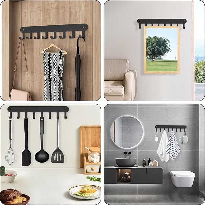 2 Pack Key Holder Wall Mount, Key Holder for Wall,Key Wall Holder, Key Hooks Hanging Keys, Key Hanger Wall Mount with 8 Hooks, Key Rack for Living Room, Kitchen, or Bathroo