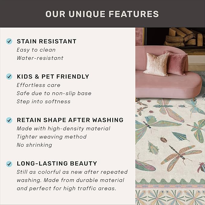 Mint Green Washable Bathroom Rug - 2x4 Small Kitchen Rugs for Front Door Indoor Entrance, Low Pile Stain Resistant, Colorful Cool Aethestic