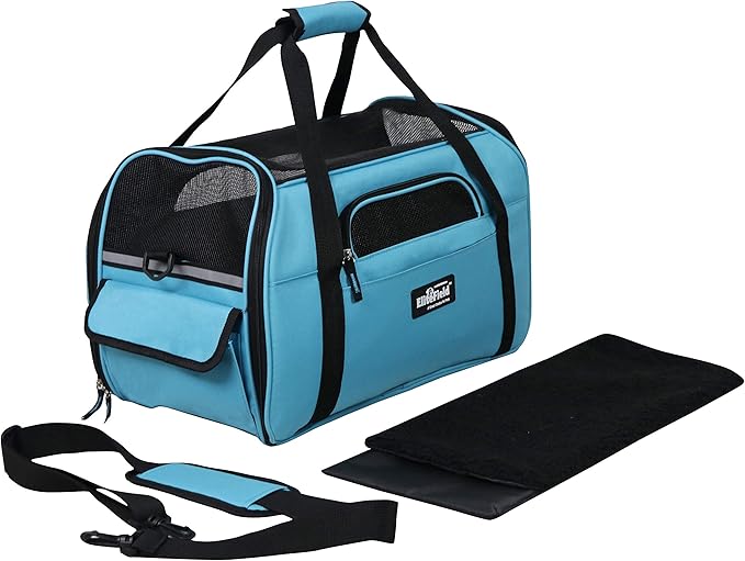 EliteField Soft Sided Pet Carrier (3 Year Warranty, Airline Approved), Multiple Sizes and Colors Available (Medium: 17.0" L x 9.0" W x 12.0" H, Sky Blue)