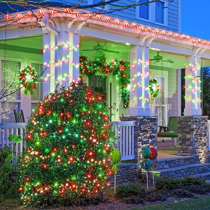 500 LED Christmas Lights Outdoor 165ft Extra Long Christmas String Lights 8 Modes Waterproof Plug in Twinkle Fairy Light for Bedroom Indoor Outside Home Party Decoration, Red&Green