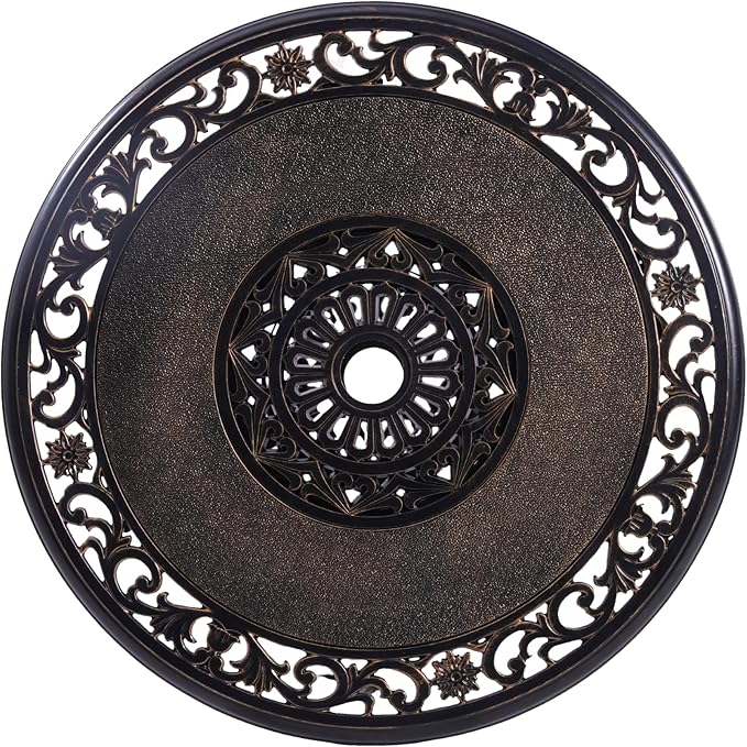 C/G Bistro Set 3 Piece Outdoor Cast Aluminum Patio Bistro Set with Umbrella Hole and Armrests,Outdoor Bistro Table Set,Patio Furniture Set Front Porch Set for Yard Garden Villa (Copper)