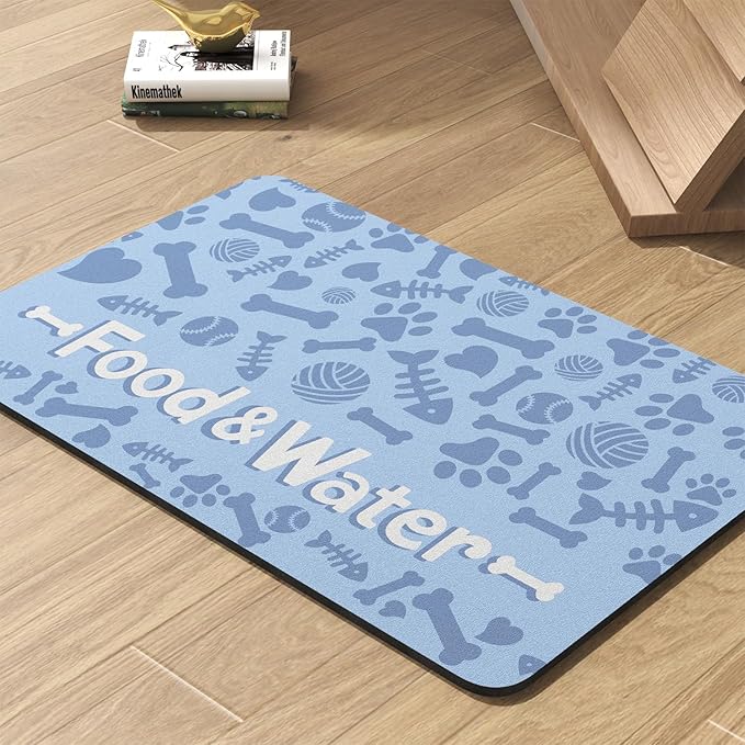 Pet Feeding Mat-Absorbent Dog Mat for Food and Water Bowl-No Stains Quick Dry Water Dispenser Mat-Dog Accessories Pet Supplies-Bowl for Messy Drinkers(Bone,17"x28"