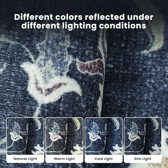 Washable Rugs 8x10 Area Rugs for Living Room,Bedroom,Dining Room- Soft Low Pile Stain-Resistant Carpet with Non-Slip Rubber Backing,Vintage Large Area Rug for Nursery Home Office Decor