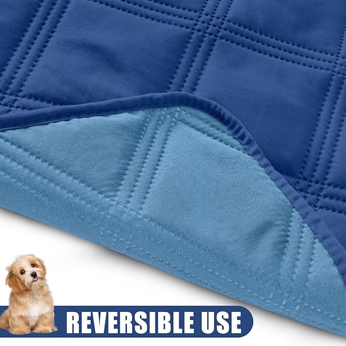Smiry Waterproof Dog Bed Cover Blanket 30x53, Soft Reversible Pet Blanket, Washable Leakproof Cats Dogs Couch Cover for Sofa, Couch, Furniture, Navy/Blue