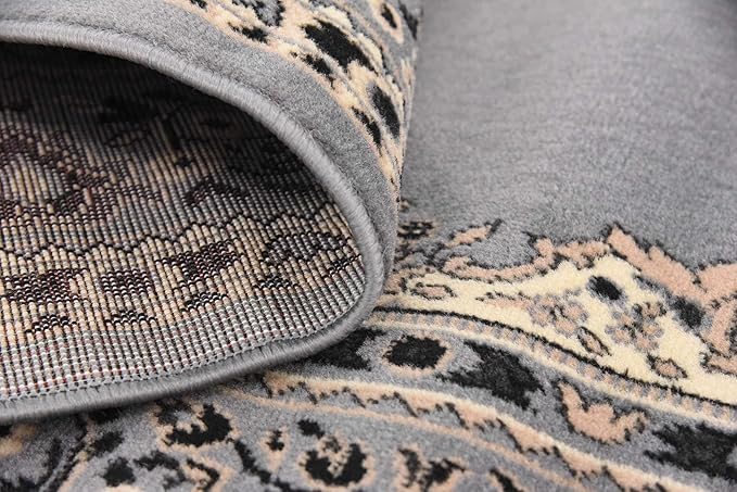 Unique Loom Reza Collection Traditional Persian Style Area Rug, 7 x 10 ft, Gray/Ivory