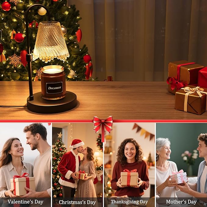 Candle Warmer Lamp with Timer, Adjustable Brightness & Height – Wax Melt Warmer for Jar Candles, Birthday Gifts for Women, Mother's Day Gifts, Housewarming Gift Home Decor with 2 Bulbs