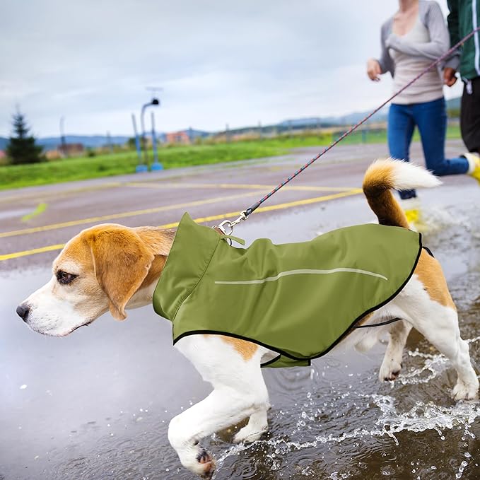 Mile High Life Dog Raincoat, Adjustable Waterproof Reflective Rain Jacket for Small Medium Large Dogs, Lightweight Breathable Pet Rain Coat with Leash Hole(Lime Yellow,M Chest 26-32")