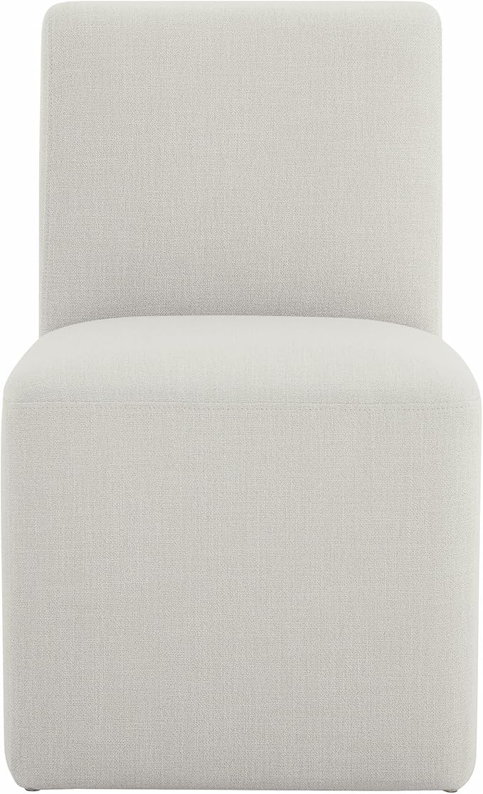 CHITA Dining Chairs with Casters Set of 4, FSC Certified Upholstered Armless Modern Rolling Dining Chairs with Rollers for Bedroom Reading Room Living Room, Linen