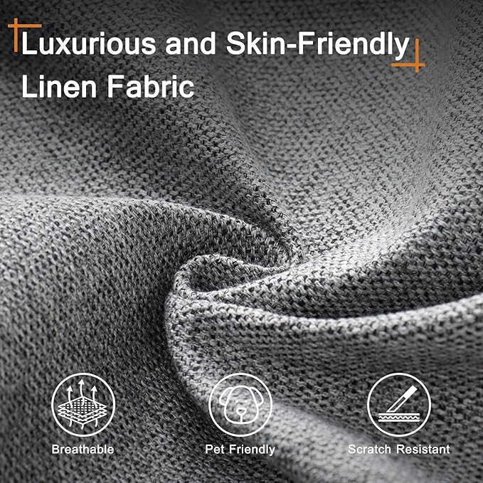 ABCASA 85" W Loveseat Couches for Living Room,Modern Linen Sofa with Removable Cover, Wide Armrest, Solid Wood Frame, Medium Firm Seat Cushion for Bedroom Office Apartment, Easy to Install, Grey