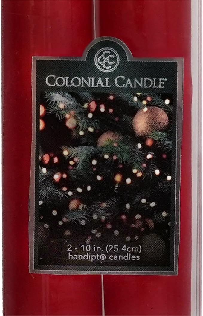 Colonial Candle Unscented Red Taper Candle, 10 inch, Pack of 2 - Up to 8 Hours Burn
