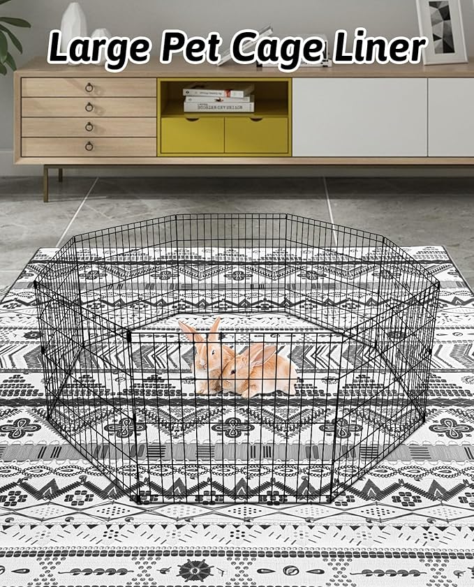BNOSDM 91" X 63" Extra Large Cage Liners for Rabbits Washable Rabbit Pad Large Bunny Mat Anti Slip Rug for Bunnies, Pet Carpet for Chinchillas Cats Guinea Pigs Ferrets Dogs