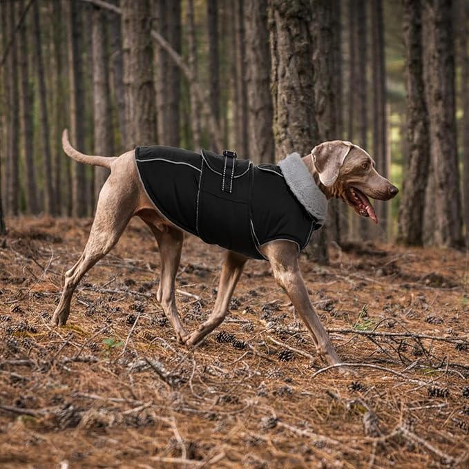Lelepet Warm Dog Coat Reflective Dog Fleece Vest Waterproof Jacket Windproof Winter Cold Weather Coats with Adjustable Buckle Jackets for Extra Large Dogs, Black, XXXL
