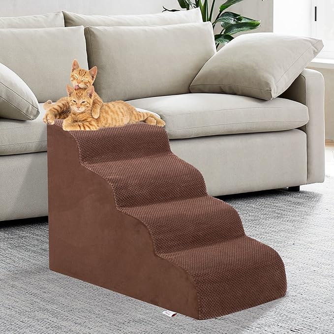 Dog Stairs for Small Dogs, High Density Foam Dog Ramp, Extra Wide Non-Slip Pet Steps for High Beds Or Couch, Soft Foam Doggie Ladder for Dogs Injured, Older Pets, Small Cats
