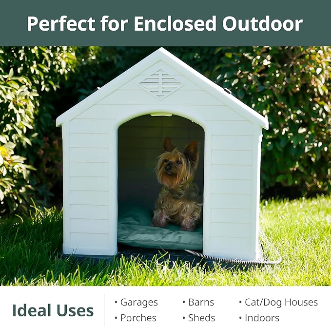 Outdoor Heated Cat Bed, Soft Pet Heating Pad with Steel-Wrapped Cord, Outside Pet Warmer for Feral Cats and Dogs, 15.7" x 11.8", 30 Watts