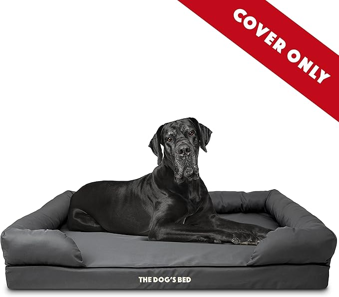 The Dog's Bed Replacement Outer Cover ONLY (Outer Cover ONLY - NO Bed, NO Waterproof Inner) for The Dog's Bed, Washable Oxford Fabric, XXL (Grey with Black Piping)