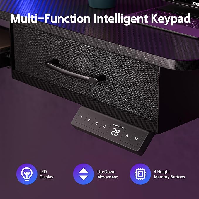 63x24 Inches Electric Standing Desk with Keyboard Tray, Height Adjustable Stand up Desk with 2 Drawers, Ergonomic Sit to Stand with Storage Monitor Stand, Computer Table, Black