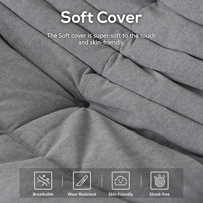 N&V Fireside Chair, Mid Century Armless Floor Sofa, Soft Premium Microfiber Floor Lounge Chair, Foam Sofa Accent Chair for Living Room Bedroom and Office (Grey, Three Seater)