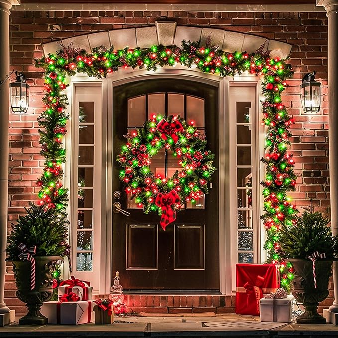 JMEXSUSS 200 LED Red and Green Halloween Lights Outdoor, 66ft Christmas String Lights Indoor Clear Wire Plug in for Bedroom Party Christmas Tree Halloween Decorations