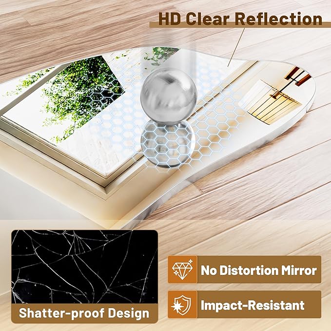 Antok Full Length Mirror, 76"x36" Floor Mirror with Stand, Standing Hanging Leaning Irregular Mirrors for Bedroom Living Room Entryway, Cloud Shaped, Silvery