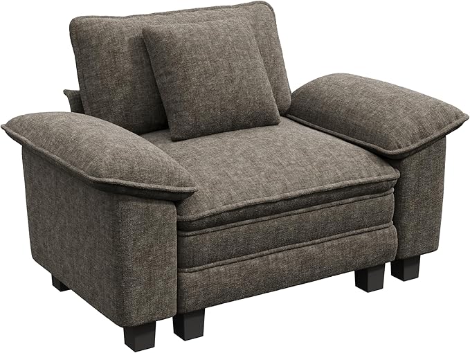 53.5" Modular Sectional Single Sofa, Soft Plush Chenille Armchair with Comfortable Deep Seat & Removable Arms for Living Room,Smoky Gray