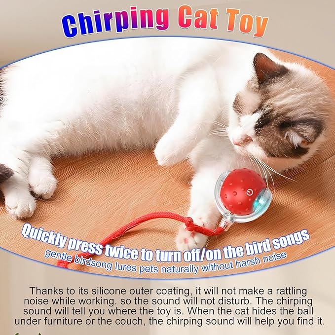 Tiny Fetch Dog Toy, Tinyfetch Interactive Dog Cat Toys Balls with Birdsong, 360° Smart Automatic Rolling Electric Dog Ball Toy, Fast Moving Balls Toys for Pets (Blue)