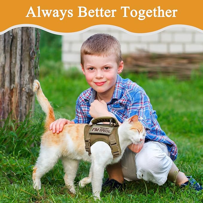 Tactical cat Vest Adjustable Kitten Harness no Pull Puppy Vest for Walking Outdoor Training with Soft Easy Control Handle xs XXS