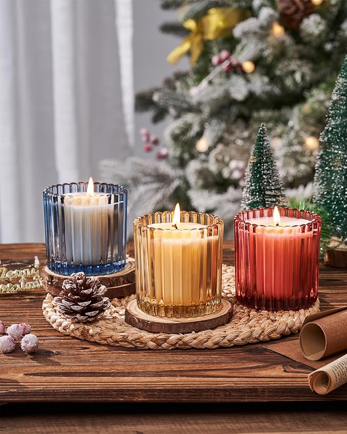 M&SENSE Snowy Christmas Scented Candles, Jar Candle, Christmas Fall Gifts for Home Decor, 60 Hours Burning, Natural Soy Wax Relaxing Aromatherapy Candle