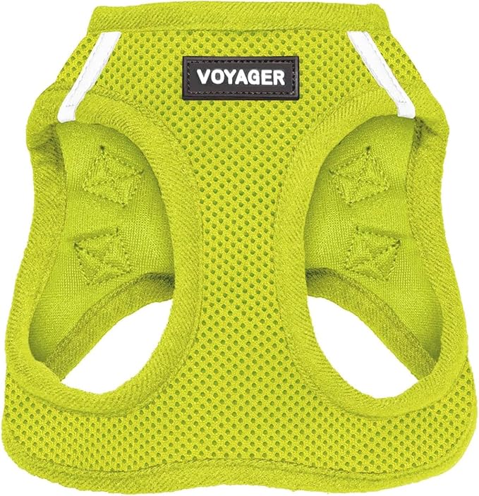 Best Pet Supplies Voyager Step-in Air Harness - All Weather Mesh, Reflective, No Pull Harness for Dogs, Cats - Secure with Hook & Loop Fastener, Buckle, Double D-Rings - Lime Green, XXXS