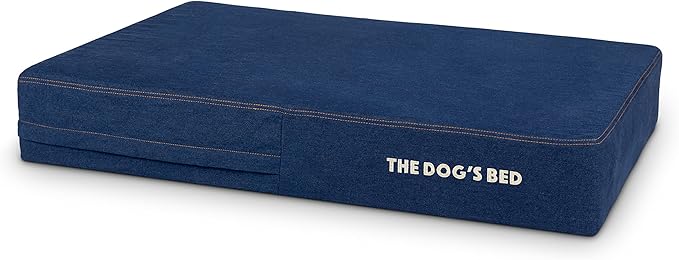 The Dog’s Bed Orthopedic Memory Foam Dog Bed, Large Blue Denim 40x25, Pain Relief for Arthritis, Hip & Elbow Dysplasia, Post Surgery, Lameness, Supportive, Calming, Waterproof Washable Cover