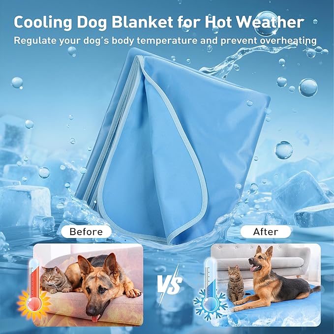 Kritter Planet Small Cooling Pad for Dog, Waterproof Cooling Pet Mat for Summer, Lightweight Cooling Outdoor Mat, Reversible Furniture Cover Couch, 20 x 30 inch, Blue