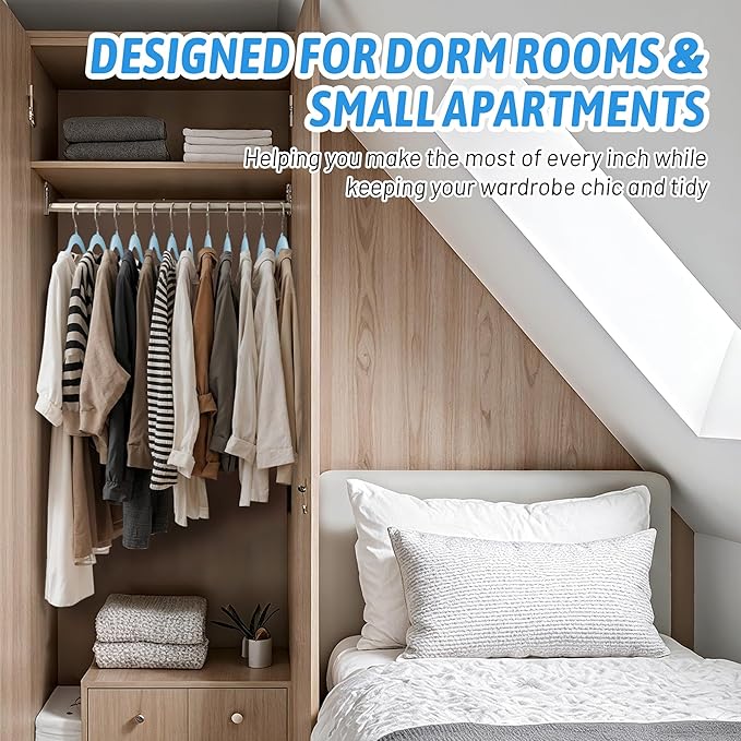 Velvet Hangers 50 Pack ā Slim Non-Slip Flocked Clothes Hangers with Notches, Space-Saving Durable Hangers for Dresses, Coats, Blouses(Blue)