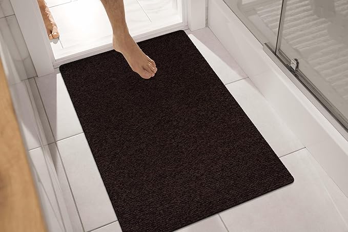 Non Slip Brown Solid Rubber Back Thing Door Mat for Entryway 2x3 for Kitchen, Rug for Bathroom, Stain Resistant Easy Cleaning Non Shedding Carpet Brown 2 x 3