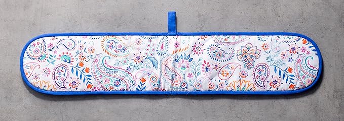 Maison d' Hermine Double Oven Mitts 100% Cotton 7"x35" Double Oven Mitt Heat Resistant BBQ Cooking Gloves with Loop, Baking, Grilling, Home, Kitchen, Handling Hot Pans Spring Summer (Indian Floral)