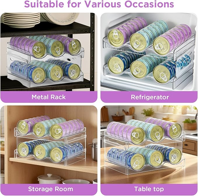 REFLYING Cat Food Can Organizer, 4-Layer Transparent Cat Food Storage Container Holds 72 (3.5oz) Cans, Canned Cat Food Organizer and Storage for Countertop Kitchen Cabinet or Pantry Shelf (4 Layers)
