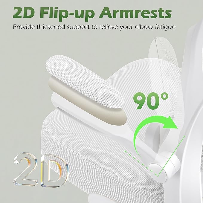 Office Chair Ergonomic Desk Chairs with Adjustable Lumbar Support& Headrest Hanger, High Back Breathable Mesh Chair with Wheels, Rolling Swivel Comfy Task Computer Chair for Home Work Gaming