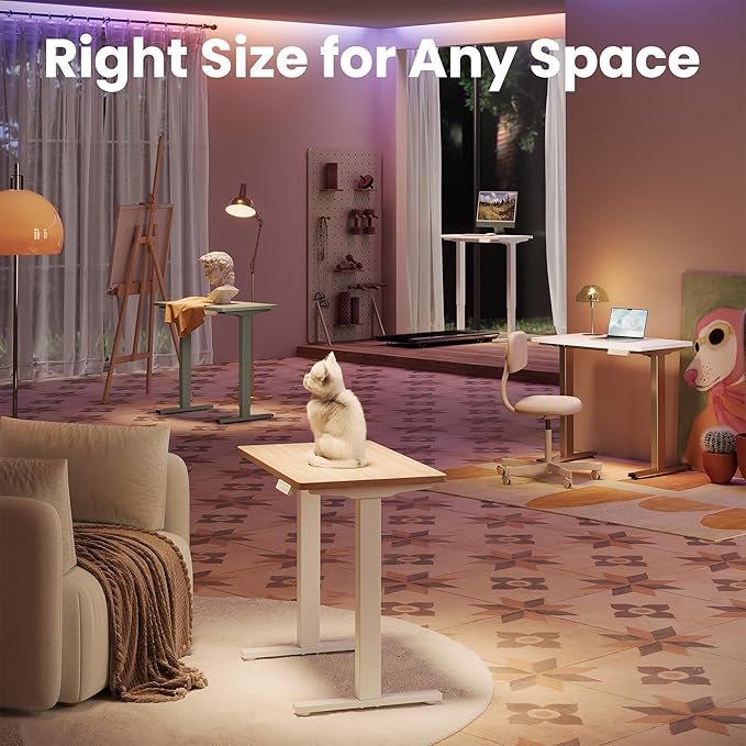 HUANUO 55 x 28 inch Electric Standing Desk Adjustable Height, 4 Memory Height Settings, Sit Stand Up Desk for Home Office & Computer Workstation, White