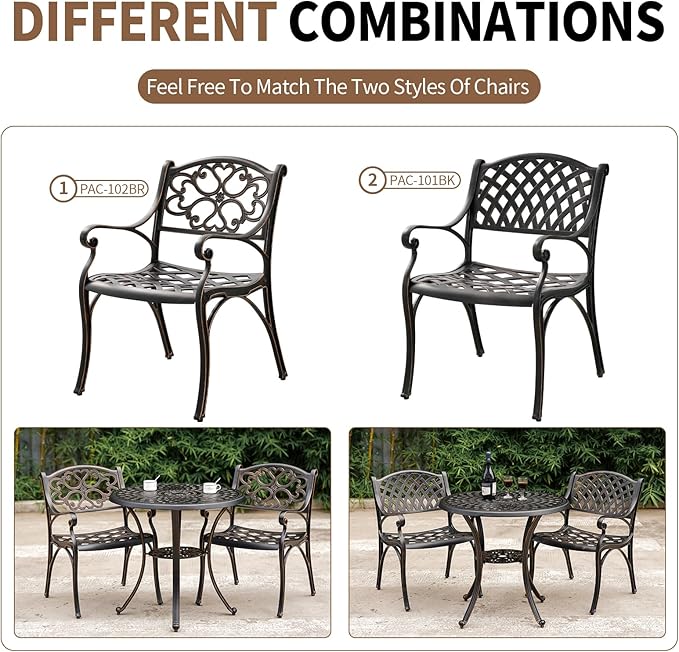 31.5" Cast Aluminum Patio Table with 2.2" Umbrella Hole,Anti-Rust Outdoor Patio Dining Tables,Round Metal Patio Table for Indoor,Garden,Porch,Bronze