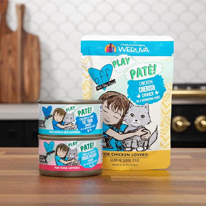 B.F.F. Play - Best Feline Friend Paté Lovers, Aw Yeah!, Duck & Tuna Trickster with Duck & Tuna, 2.8oz Can (Pack of 12)