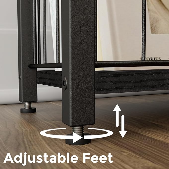 Narrow Side Tables Set of 2 with Magazine Holder, Skinny End Tables Perfect for Small Spaces, Space-Saving Design for Living Room, Bedroom, or Office, 7.1" D x 16.9" W x 23.6" H, Black