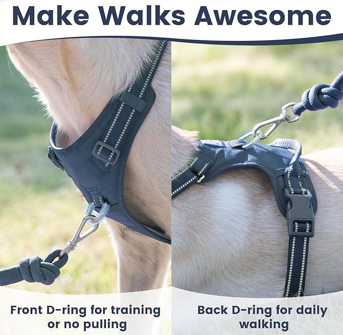 No Pull Dog Harness, Reflective Puppy Vest for Small Medium Large Sized Dog(Prussian Blue,S)