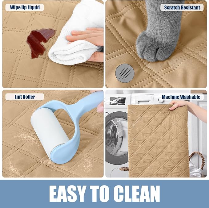Smiry Waterproof Dog Blanket, Reversible Dog Bed Cover Pet Blanket, Soft Pet Couch Covers for Sofa Washable, Bed Couch Sofa Furniture Protector for Puppy Cat Kids (52"x82", Camel/Beige)